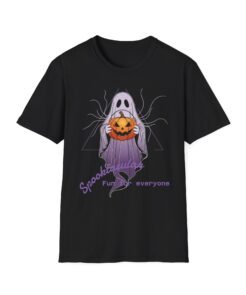 Eerie Elegance: Ghost & Pumpkin Halloween Tee | Spooky halloweenTee, Casual Wear, Art-Inspired Apparel, Birthday Present