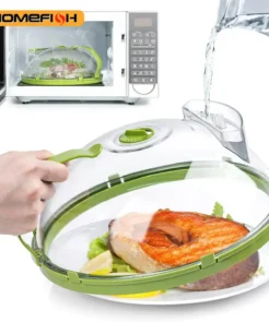 Microwave Food Cover with Handle & Steam Vent – Clear Splash Guard Kitchen Gadget
